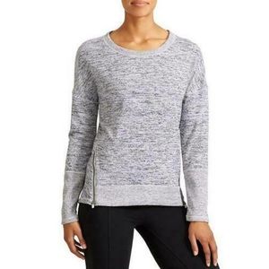 Athleta Blissful gray space dye sweatshirt, high low hem & zipper details
